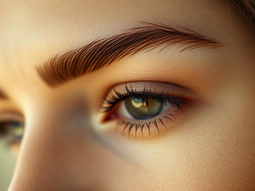 Editorial close-up of a woman's natural, well-shaped eyebrow.