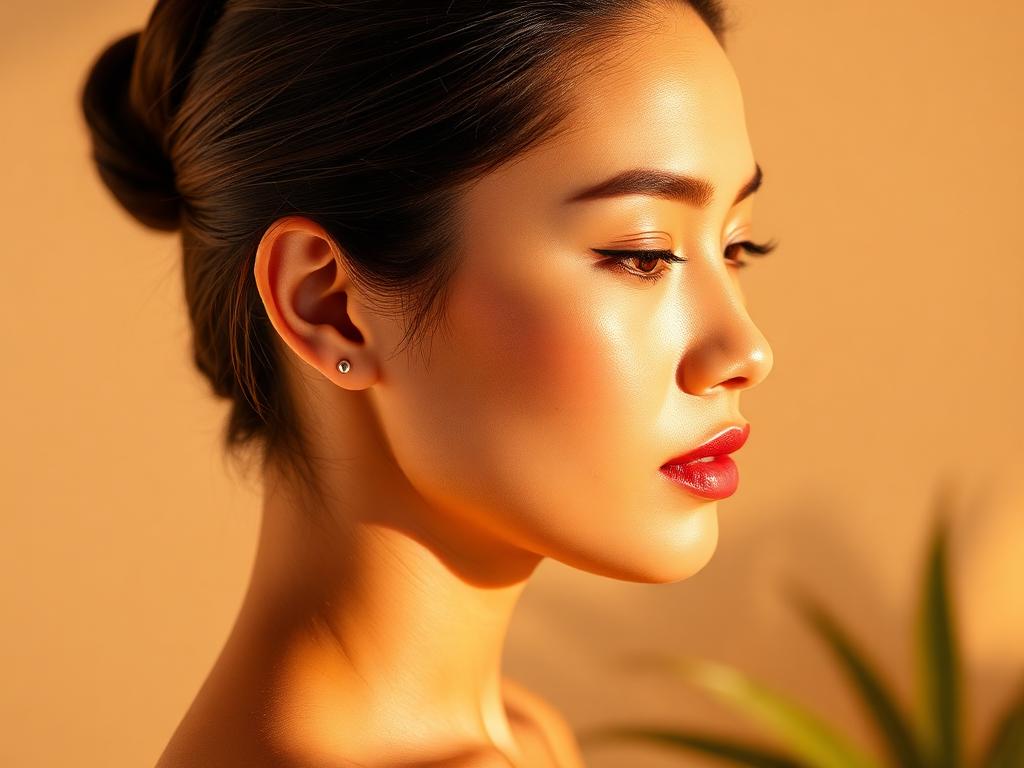 Side profile of a woman showing a softly curved, lowered hairline.