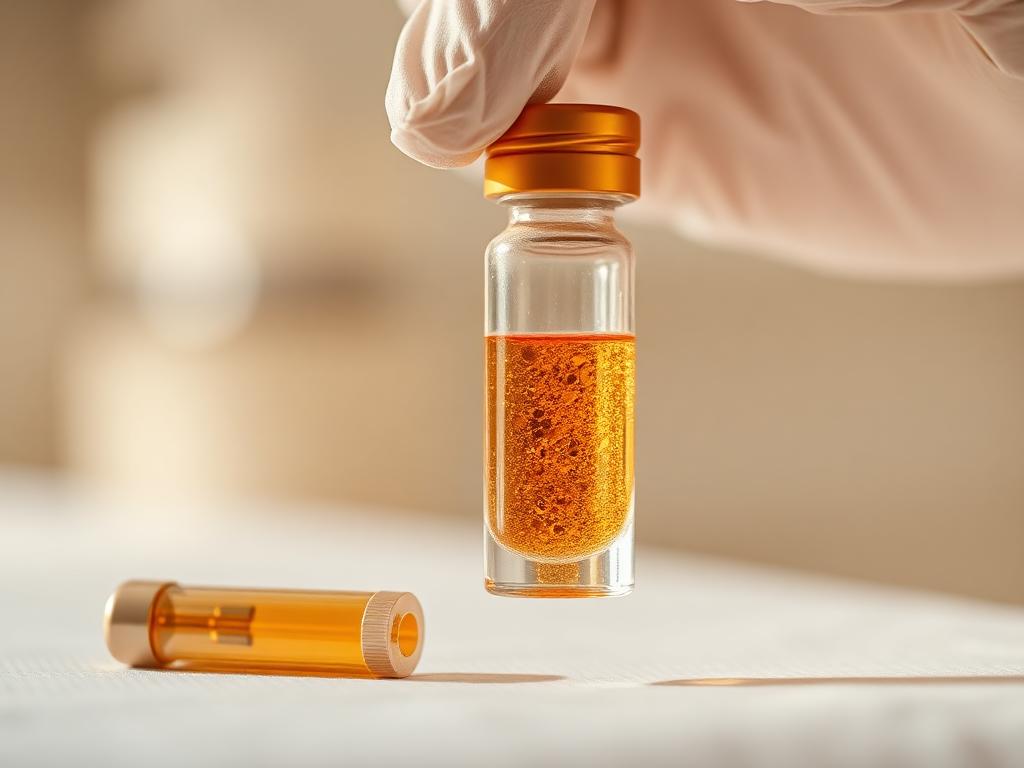 A small vial of platelet-rich plasma prepared for a Signature PRP session in Bali.